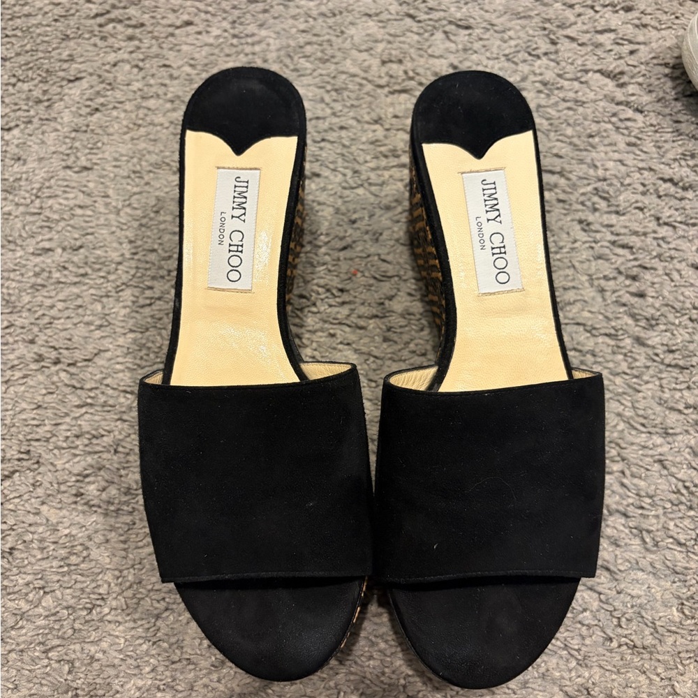 Jimmy Choo Black Suede Open-Back Slide Mules
